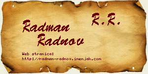 Radman Radnov vizit kartica